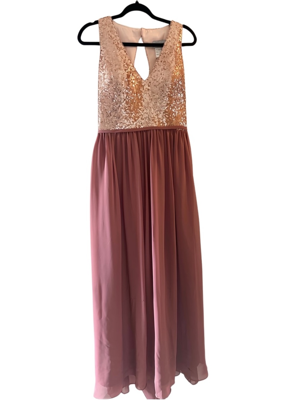 Christina Wu Rose Gold Sequin Bodice Gown 14